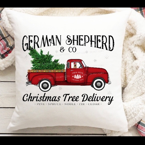 German Shepard Vintage Truck Christmas Tree 🎄 Pillow - Picture 1 of 1